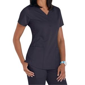Purple label by healing hands Jane 2 Pocket V-Neck Top size 3x in pewter